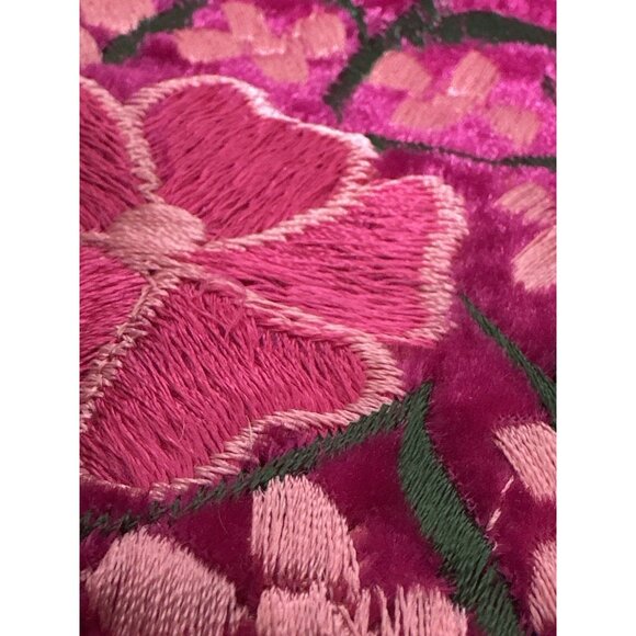 Pink Boho Embroidered Floral Guatemalan Crossbody Bohemian Purse Zip Fringe - Picture 7 of 7